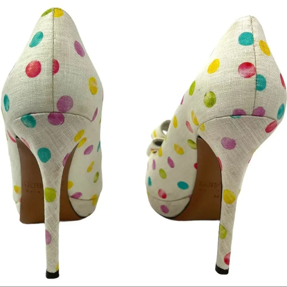 Palter DeLiso Polka Dot Bow Platform Heels 7.5